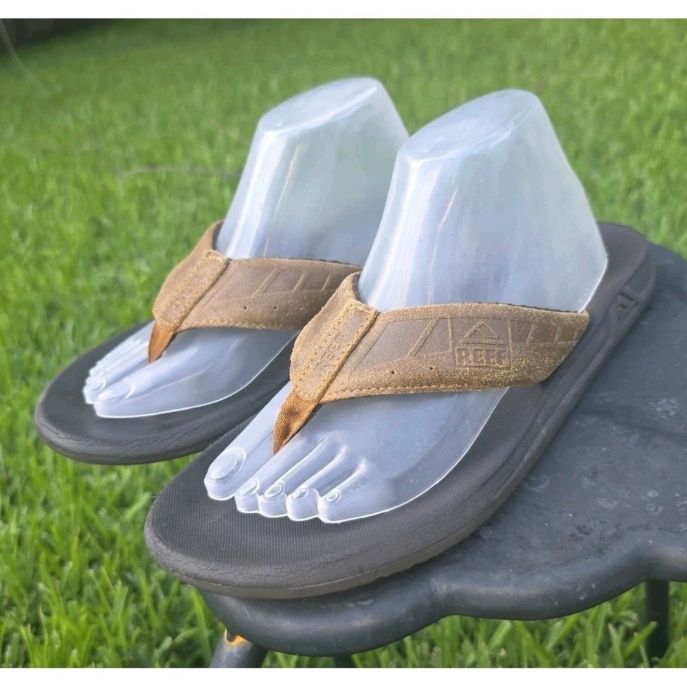 REEF Phantom LE - Men's Sz 11 - Beach Flip Flop Sandals Brown/Tan Leather
